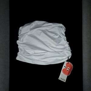 Cider White Ruched Strapless Tube Top